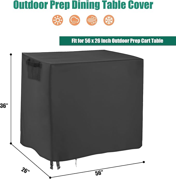 Outdoor Prep Table Cover,56 inch Waterproof Patio Serve Prep Storage Cart Cover,Outdoor Rectangle Furniture Cover - 56 X 26 X 36 Inch