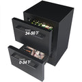 24' mini fridge Under Counter Double Drawer Beverage Refrigerator, Indoor & Outdoor Fridge for Patio, Kitchen & Bar, Weatherproof, Black