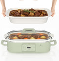 4 Quart Casserole Programmable Slow Cooker with Ceramic Baking Dish - Perfect Kitchen Small Appliance for Family Dinners, Oven Safe and Durable Bakeware for Lasagna, Roasts (Sage)