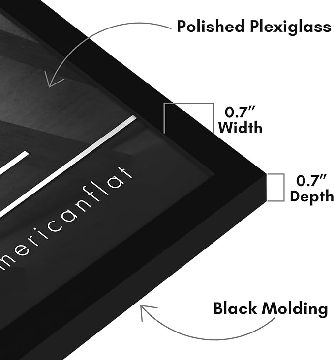 Americanflat 18x22 Picture Frame with Polished Plexiglass - Streamline Collection - Thin Border Picture Frame for Wall Display - Hanging Hardware Included - Black