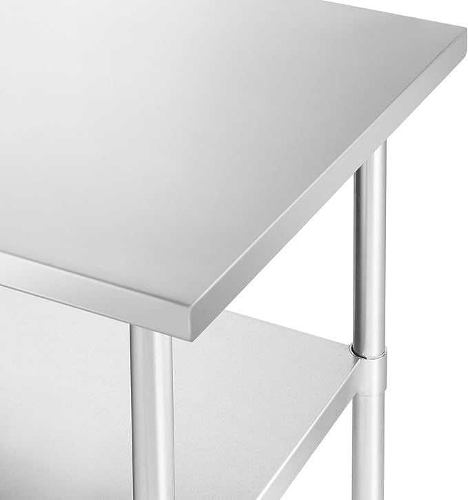 KUTLER Stainless Steel Table 24 x 48 Inches, NSF Heavy Duty Commercial Kitchen Prep and Work Table with Undershelf for Restaurant, Hotel, Home