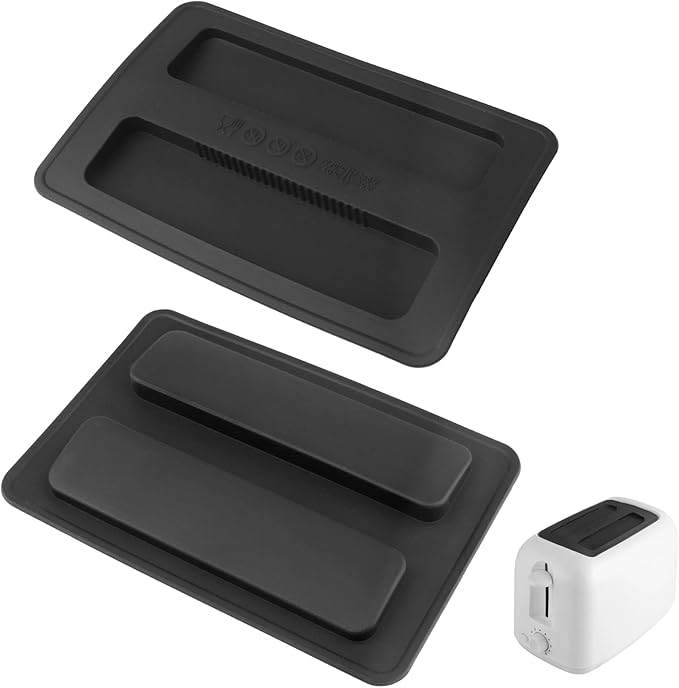 2Pack Silicone Toaster Cover,Heat Resistant Bread Machine Cover Toaster Lid Bread Maker Top Cover,Toaster Appliances Top Cover Bread Maker Dust Cover Sandwich Machine Part Accessories for Clean(Black)