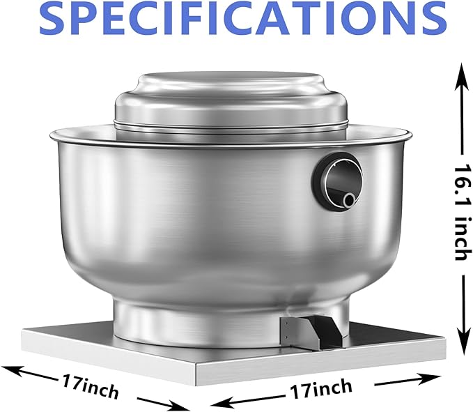 Restaurant Canopy Hood Grease Rated Exhaust Fan- Food Truck High-Speed Direct Drive Centrifugal Upblast Exhaust Fan 1/6 HP 110 Volt Single Phase Motor 800 CFM