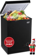 3.5 Cu.Ft Chest Freezer 7 Gears Temperature Control(-4°F to 6.8°F), Deep Compact Freezer with a Removable Basket, for Kitchen, Garage, Basement, Black