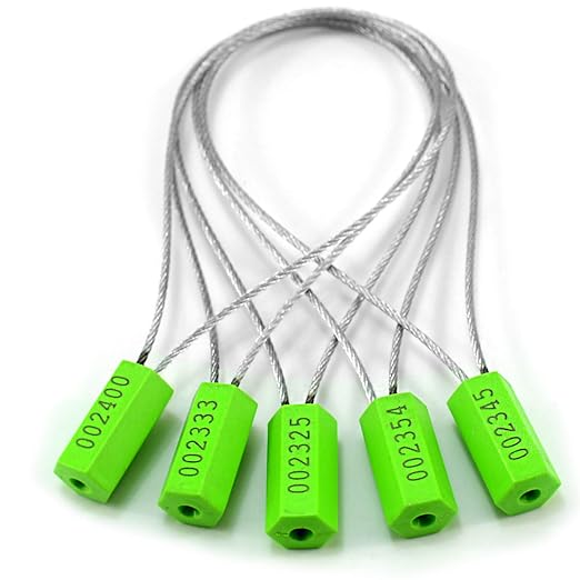 Tamper Proof Security Cable Tags for Truck Trailer Pull-Tite Metal Shipping Seals Numbered Padlock Seals for Container(Pack of 1000 pcs, Green)