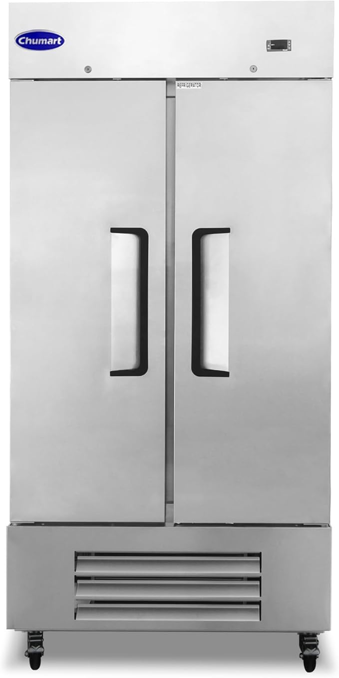 39.5" W Commercial Refrigerator with 2 door Stainless Steel 35 Cu. Ft Reach-in Refrigerator 6 Adjustable shelves Fan Cooling Fridge for Restaurant, Commercial Kitchen, Shop, ETL Certification