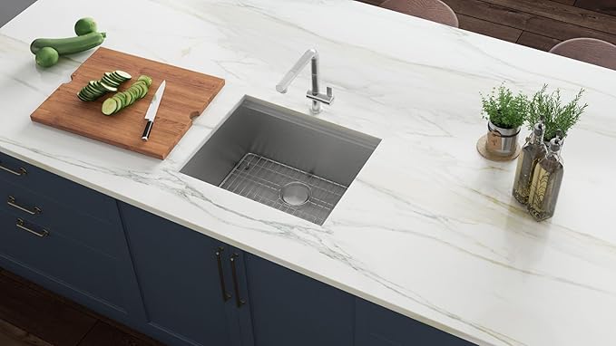 Ruvati 21-inch Workstation Bar Prep Undermount 16 Gauge Ledge Kitchen Sink Stainless Steel Single Bowl - RVH8307