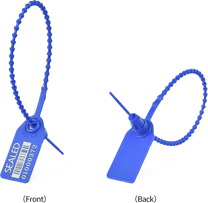 500 Blue Plastic Barcode Seals, Numberd Plastic Tamper Seals Security Tags, Pull-Tite Safety Zip Ties, Tamper Proof Tags Plasic Locks for Fire Extinguishers