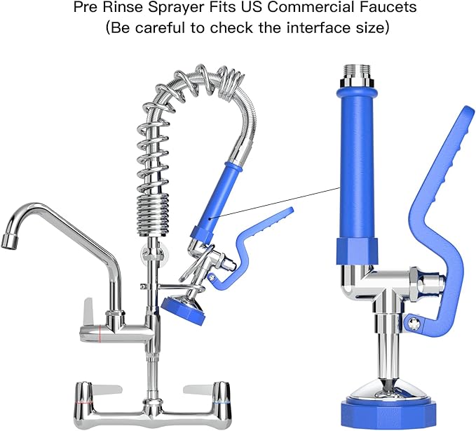 Commercial Dishwasher Sprayer for Kitchen Sink: Akwadu Pre Rinse Sprayer Head for Commercial Faucets - High Pressure Dish Sprayers Replacement for Restaurant Cleaning (Blue)