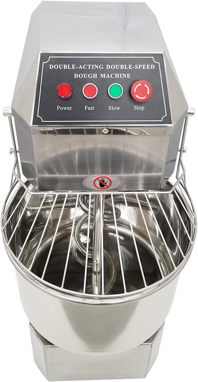 Commercial Stand Dough Mixer, 30L Dual Rotating Dough Blender Kneading Machine with 2 Speeds Adjustable, All Stainless Steel Dough Mixing Machine, Baking Equipment for Bakery Pizzeria