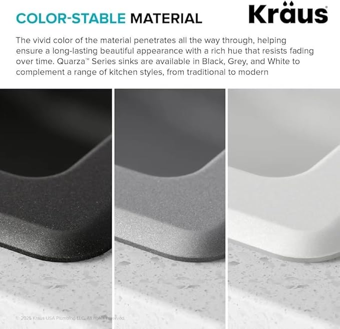 KRAUS Quarza 24-inch Kitchen Sink Drop-In/Undermount Single Bowl Granite Kitchen Sink Black Onyx, KGD-410B