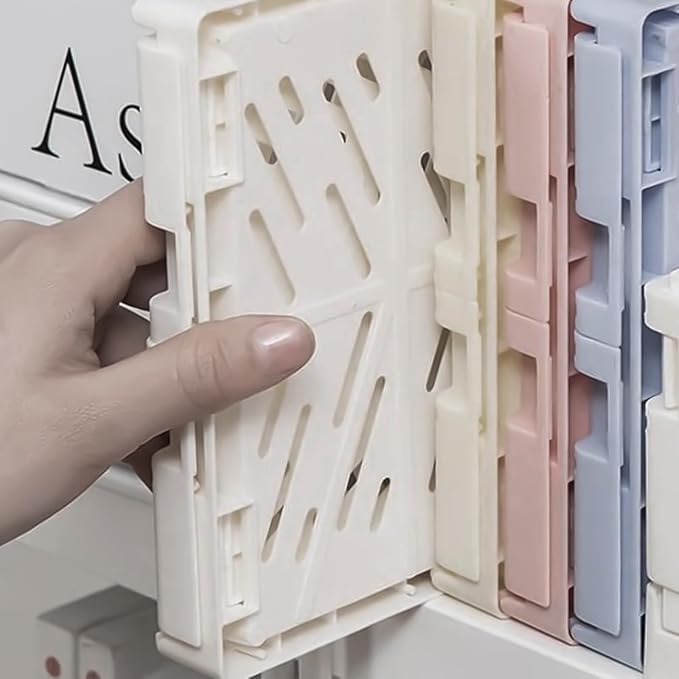 Small Pastel Plastic Storage Bins 2Pcs Foldable Pastel Crates Plastic Basket Colorful Storage Containers Baskets for Classroom Kitchen Office Bedroom Desktop Home Decor (Blue 9.8" x 6.5" x 3.8")