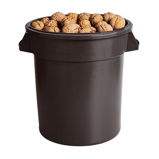 PRO&Family Commercial Round Trash Can, Ingredient Bin, Heavy-Duty Plastic, Anti-Static, Kitchen, Office, Outdoor Use (Brown, 20 Gallon)