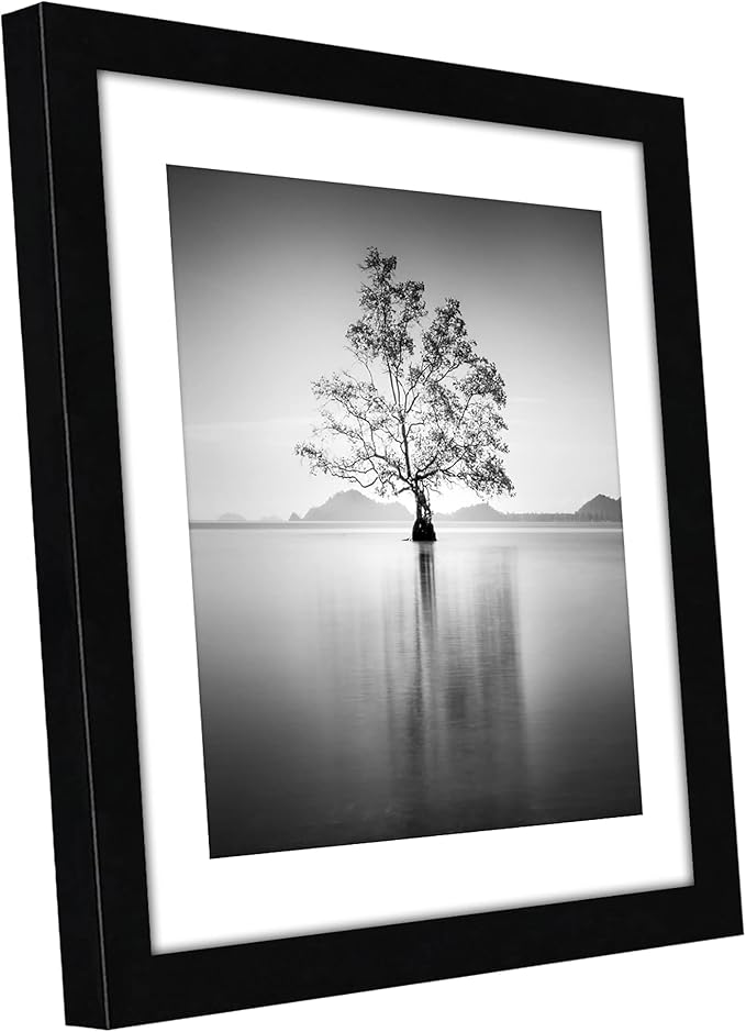 Americanflat 10x10 Picture Frame with Shatter-Resistant Glass - Use as 8x8 Frame with Mat or Display 10x10 Photo Without Mat - Signature Collection - Square Frames for Wall Display - Black