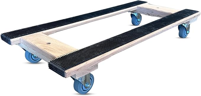 Made in USA Premium Solid Oak Furniture Dolly - 18"x40" H-Frame w/Non-Slip Grip, 3.5" Non-Marking Wheels, Heavy-Duty 1000 lbs Capacity (18"x40" Solid Oak Dolly)