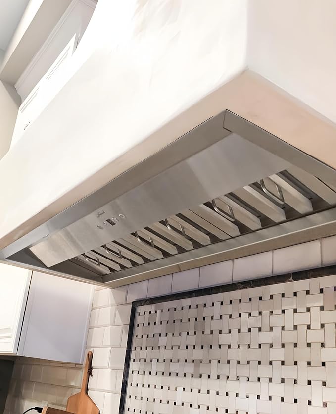 Akicon 36 Inch Range Hood Insert with 3 Speed, Ultra Quiet Stainless Steel Ducted Insert/Built-in Kitchen Vent Hood with Powerful Suction, Dimmable LED Lights and Dishwasher Safe Filters, 600 CFM