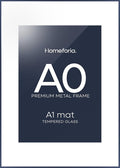 Homeforia A0 Poster Frame Navy Blue, High End Metal A0 Large Picture Frames with Mat A1 Photo, 33.1 x 46.8 Frames Matted to 23.4 x 33.1 Print, 33.1x46.8 Thin Frames, Tempered Glass, Wall Kit, Set of 1