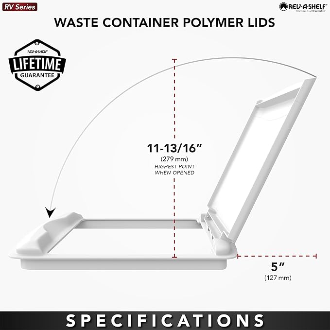 Rev-A-Shelf 50 Qt Under Sink Trash Can Lid for Base Kitchen/Bathroom Cabinet, Replacement Plastic Trash Bin Lid Only, 2 Pack, Black, RV-50-LID-18-1-40