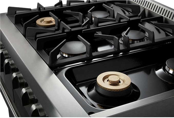 THOR Kitchen Freestanding Professional 36-Inch Gas Range with Blue Porcelain Oven Interior In Stainless Steel - Model HRG3618U