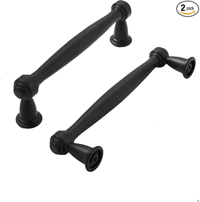 khtumeware 2 Pack 3-3/4 Inch(96mm) Black Cabinet Pulls Black Kitchen Matte Black Cabinet Handles Kitchen Cabinet Hardware for Cupboard Drawer Handles Dresser Pulls
