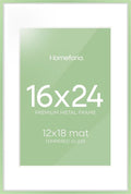 Homeforia 16x24 Sage Green Picture Frame, High End Metal 16x24 Poster Frames with Mat 12x18 inch Photo, 16 x 24 Sage Green Frame Matted to 12 by 18 Art, 24x16 Frame, Tempered Glass, Wall Kit, Set of 1