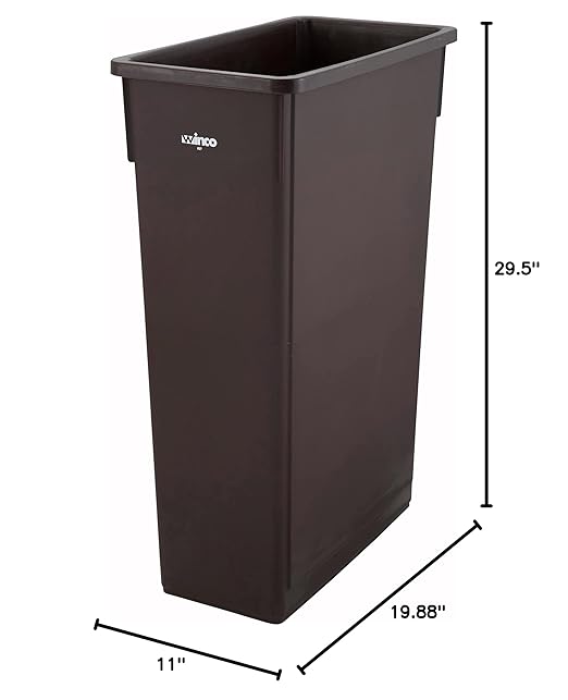 Winco Slender Trash Can, 23-Gallon, Brown