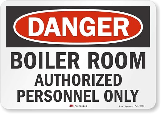 "Danger - Boiler Room, Authorized Personnel Only" Label by SmartSign | 7" x 10" 3M Reflective Laminated Vinyl