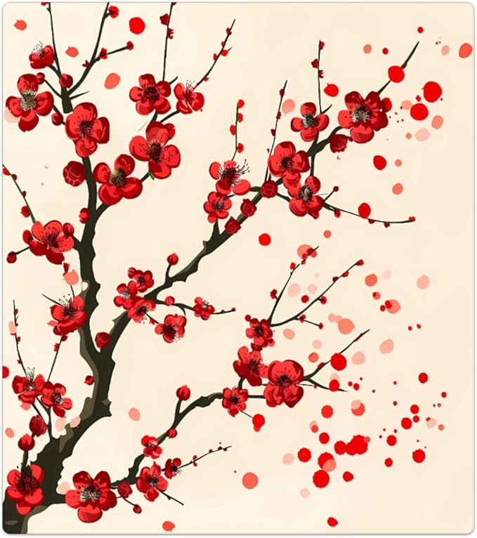 Dishwasher Magnet Cover Red Japanese Cherry Blossom Flower Reusable Dishwasher Magnetic Cover Sticker Decorative Dish Washer Door Cover Panel for Home Kitcen Appliance