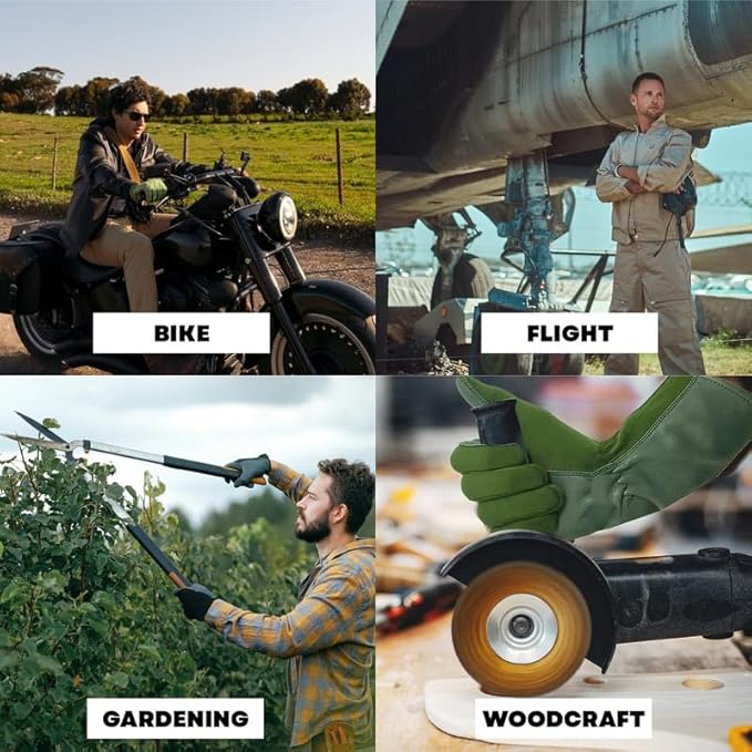 Nomex Flight Gloves, Leather Work Gloves for Men, Soft Durable Sheep Skin Leather Driving, Flying, Gardening Hunting Gloves