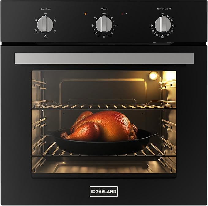 24 Inch Electric Wall Oven, GASLAND Built-in Oven with 2.79 Cu.ft Capacity, 5 Working Functions, Ergonomic knob, Removavle Triple-Layer Glass Door, 2200W Black Single Wall Oven, ETL Certified