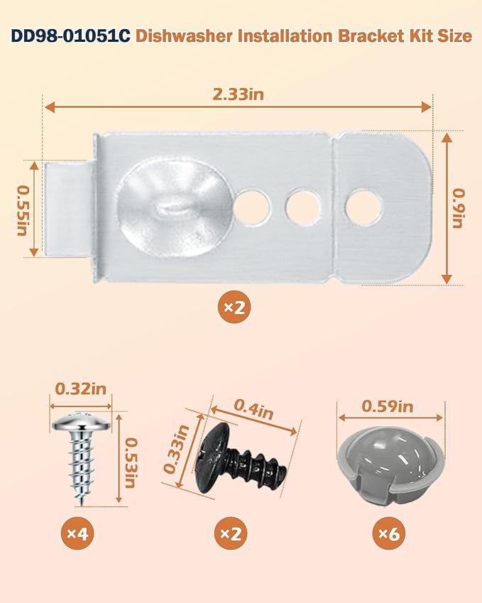 IWIWE DD98-01051C Dishwasher Installation Bracket Kit (2 Pack) – Compatible with Samsung Dishwasher Mounting Bracket DW80M/DW80R Series (DW80R9950US, DW80R9950UG, DW80R7061US)