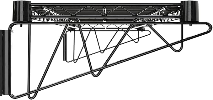 14" x 48" Black Epoxy Wire Wall Mount Shelf