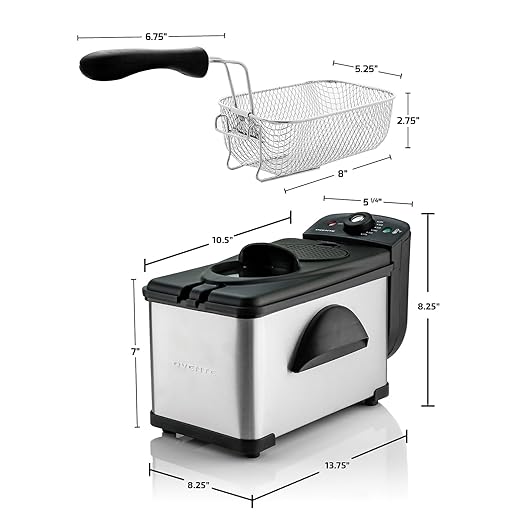 OVENTE Electric Deep Fryer 2 Liter Capacity, 1500 Watt Lid with Viewing Window and Odor Filter, Adjustable Temperature, Removable Frying Basket and Easy to Clean Stainless Steel Body, Silver FDM2201BR