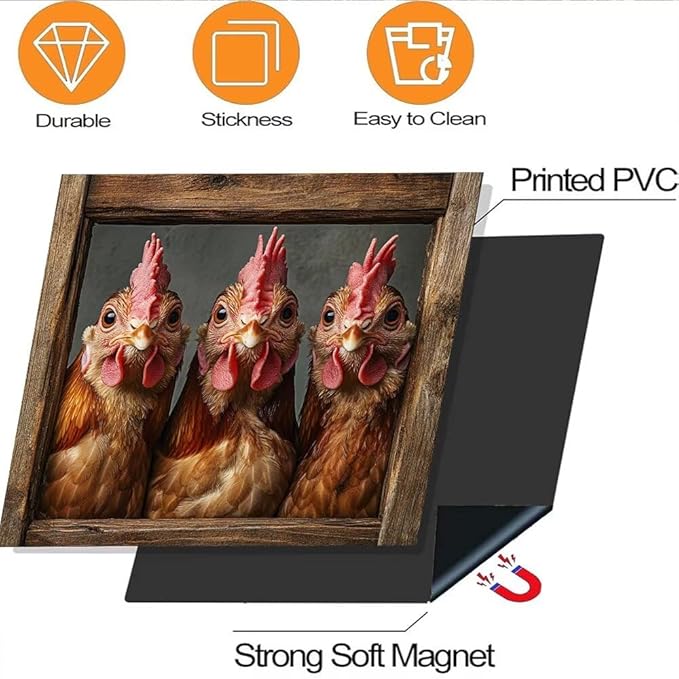 Country Rooster Dishwasher Magnet Cover, Farm Hen Dishwasher Cover for Kitchen Decoration, Chicken Magnetic Refrigerator Magnet Cover Funny Fridge Decal, 23"X17"