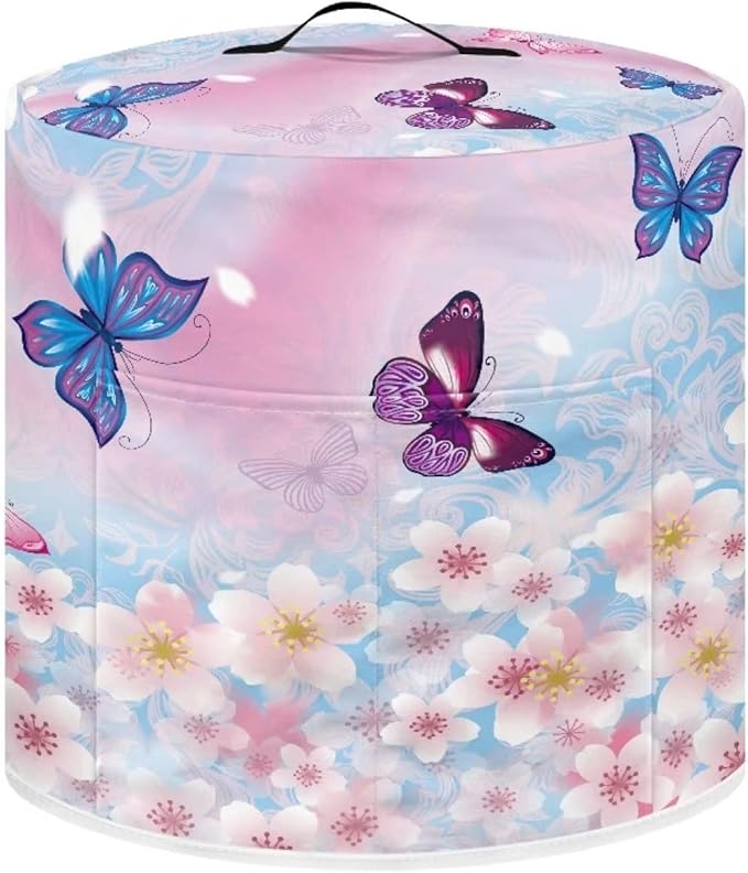 Cherry Blossom and Butterfly Print Appliance Cover Dust Cover for 3 Quart,Electric Pressure Cooker Rice cooker,Air Fryer and Crock Pot, Machine Washable