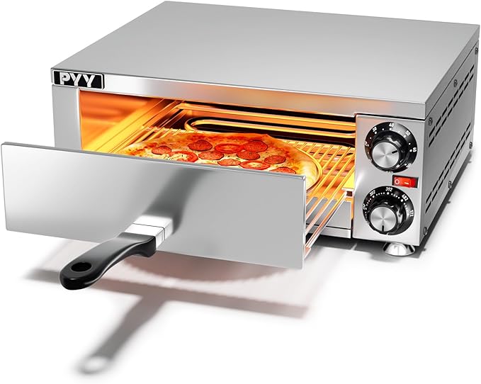 PYY Pizza Oven Indoor Electric Countertop Commercial Pizza maker with Crumb Tray Stainless Steel Pizza Cooker Machine for Home