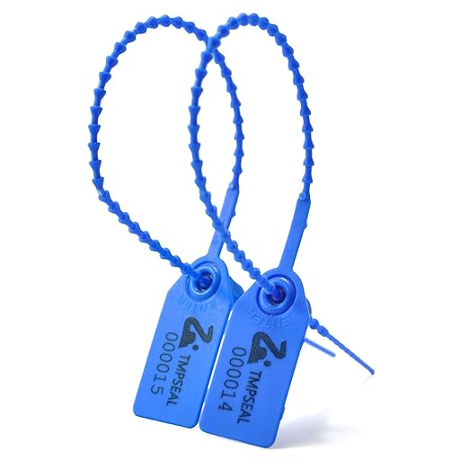 100 Blue Plastic Tamper Seals, Zip Ties Numbered for Fire Extinguishers Pull Tite Security Tags Disposable Self-Locking Safety Ties 250mm Length