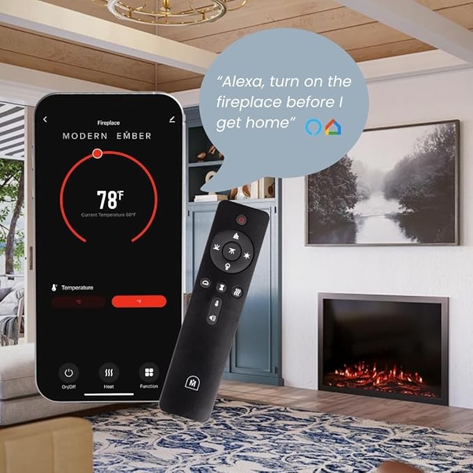 Modern Ember Highmark Traditional 44 Inch Built-in Smart Electric Fireplace Insert | Alexa/WiFi Enabled - Remote Included | Electric Firebox Heater with Multi-Color Flames | 1500W