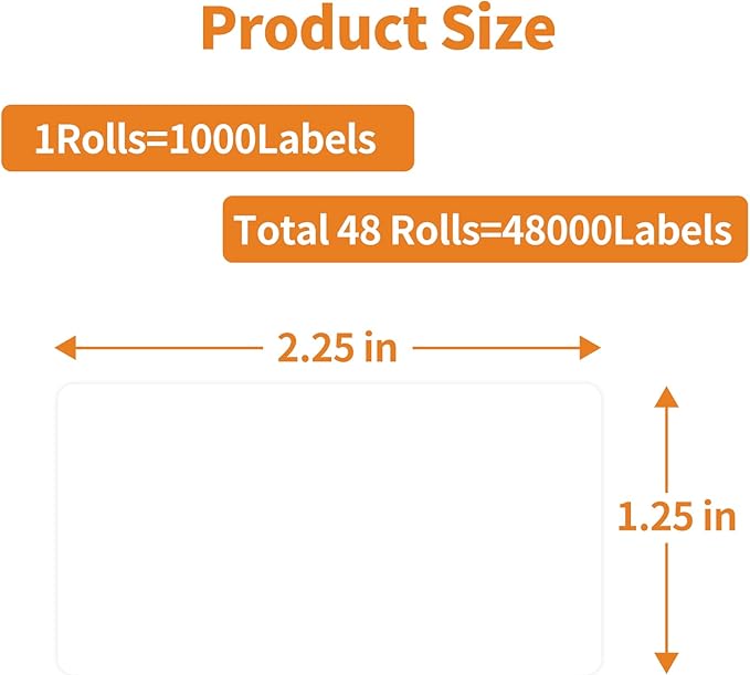 MFLABEL 48 Rolls of 1000 2-1/4 x 1-1/4 Inch Direct Thermal Perforated Shipping Labels,SKU Labels (48 Rolls)