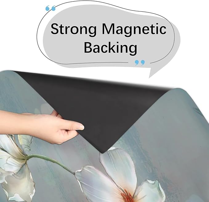 Dishwasher Magnet Cover Blooming White Flowers Front Dishwasher Cover Decoration Reusable Magnetic Door Cover Panel Decal Home Appliances Stickers Kitchen Refrigerator Fridge 23"x26"