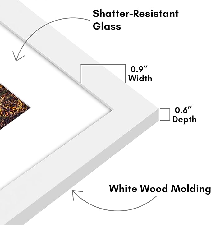 Americanflat 10x12 Picture Frame with Shatter-Resistant Glass - Use as 8x10 Frame with Mat or Display 10x12 Photo Without Mat - Signature Collection - Picture Frames for Wall Display - White
