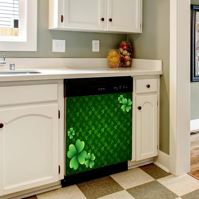 St. Patrick's Day Green Holiday Dishwasher Magnet Cover Magnetic Dishwasher Decorative Cover Front Dishwasher Door Covers Reuseable Dishwasher Covers Decal for Kitchen Home Decorative