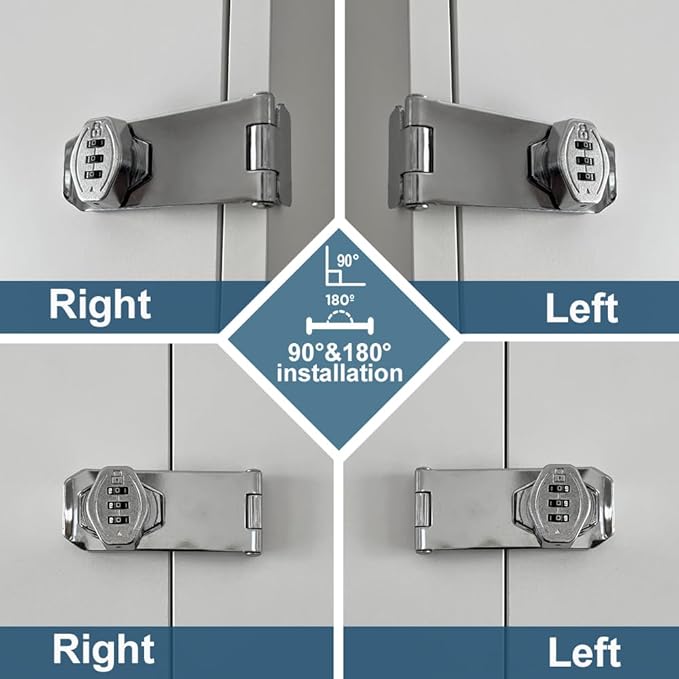 2Pcs Cabinet Password Rotary Hasp Locks,4 Inch Keyless Combination Lock for Cabinets,Gates,Doors,Closets and More (Silver)
