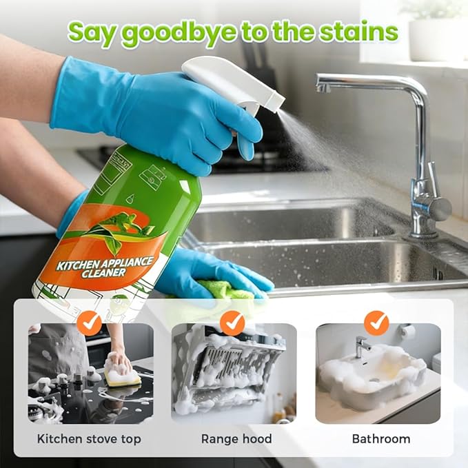300mL Kitchen Cleaner Spray, 2026 New Cleanse Natural Enzyme Formula to Household Appliances, Clease Multi-Purpose Cleaner, Kitchen Appliance Cleaner for Hold, Stove, Oven, Range Hood (2, 300ml)