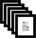 Americanflat 5x6 Picture Frame with Polished Plexiglass - Set of 5 - Use as 2x3 Frame with Mat or Display 5x6 Photo Without Mat - Galleria Collection - Picture Frames for Tabletop and Wall - Black