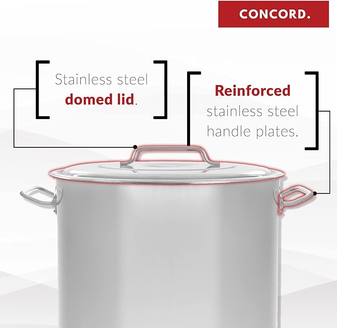 Concord Cookware Stainless Steel Stock Pot Kettle, 80-Quart