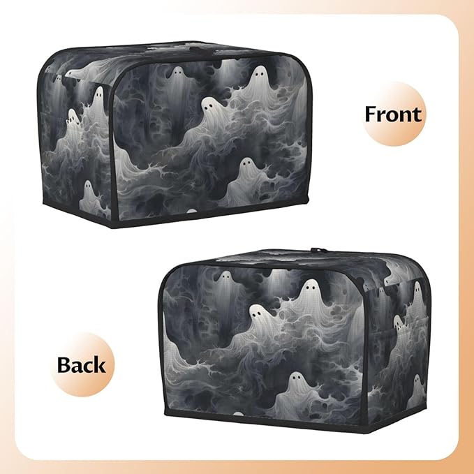 Toaster Cover 2 Slice Halloween Ghost Pattern Waterproof Appliance Cover with Hang Loop Bread Baker Toaster Cover for Kitchen