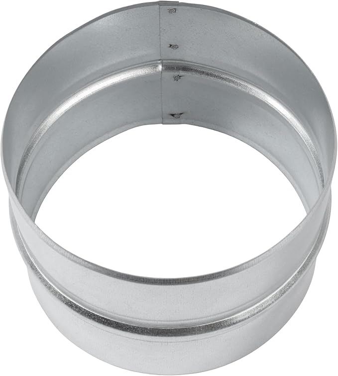 Vent Systems 6'' Inch Galvanized Steel Duct Connector - Round Ventilation Duct Extension - Metal Vent Coupler - Metal Hose Coupling - Galvanised Pipe Connector