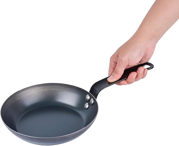 Restaurantware-Met Lux 8 Inch Fry Pan, 1 Lightweight Frying Pan - Induction-Ready, Triple-Riveted, Black Carbon Steel Cooking Skillet, Durable, For Searing, Sauteing, And Browning Food