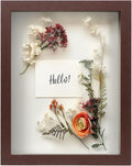 FrameWorks Mahogany Wooden Shadow Box Frame - 8.5' x 11' Display Case with Soft Felt Back, Tempered Glass, White Ball Push Pins